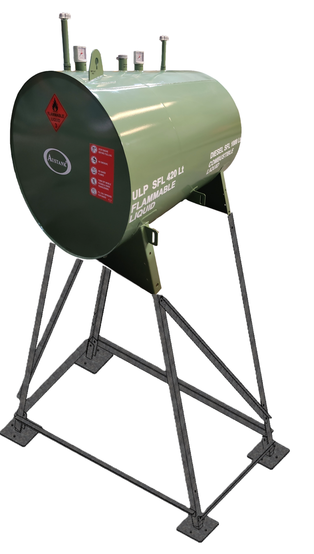 Standard Overhead Split tank for Diesel and Petrol, Stand 1.8m - Image 3