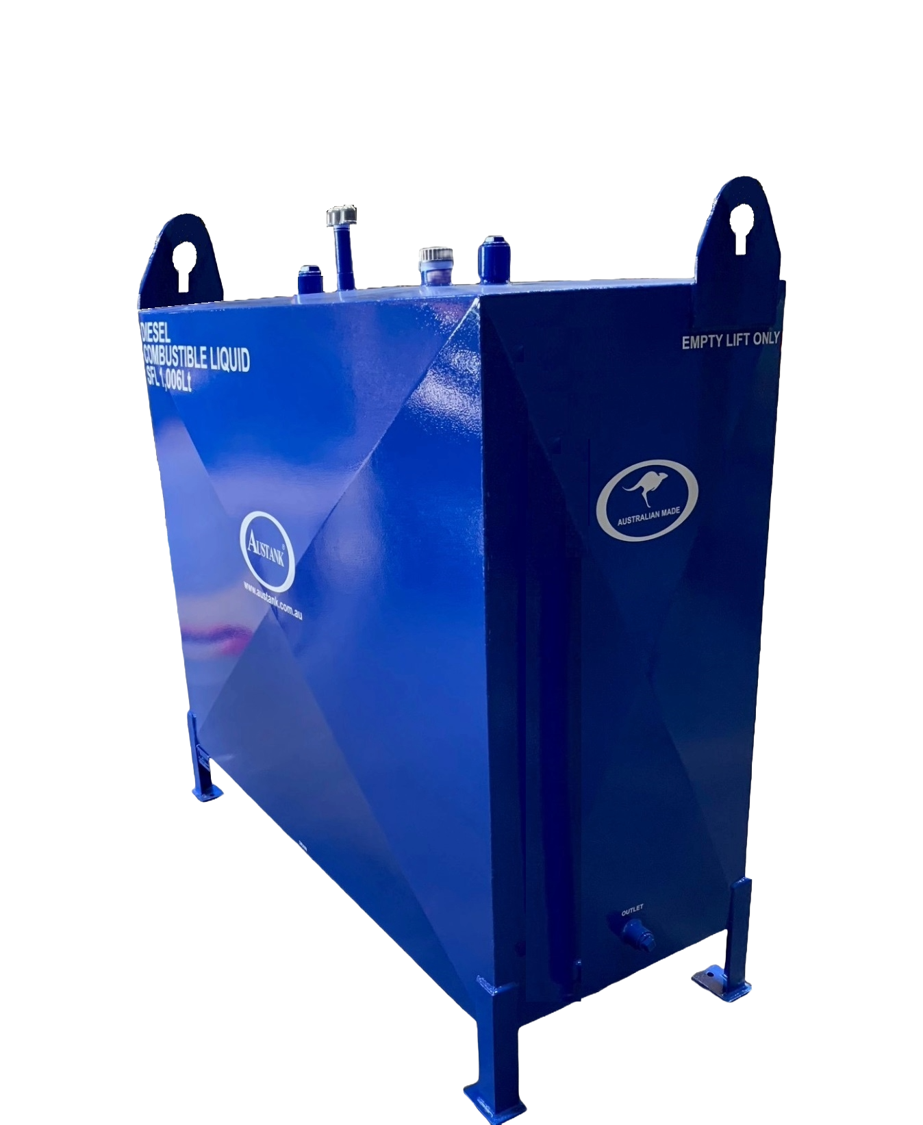 Standard Rectangular Single skin tank for Diesel, 1000Lt, Short leg 150mm - Image 2